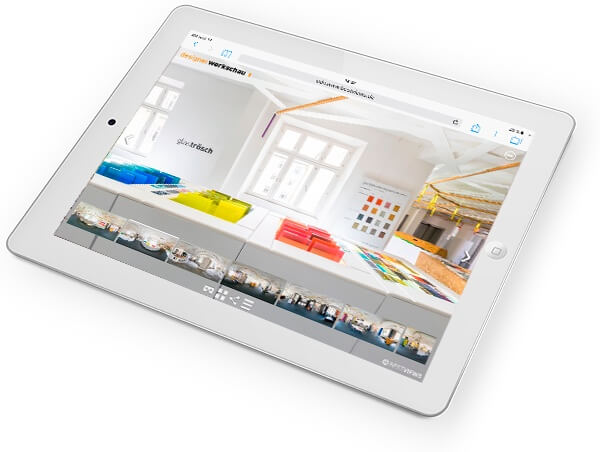 Virtueller Showroom Designerwerkschau Virtueller Showroom für höchste Ansprüche - mit dem Tablet erleben.