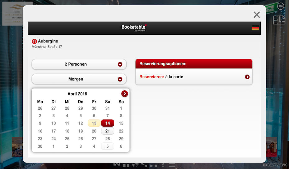 Buchungsfunktion im 360° Rundgang