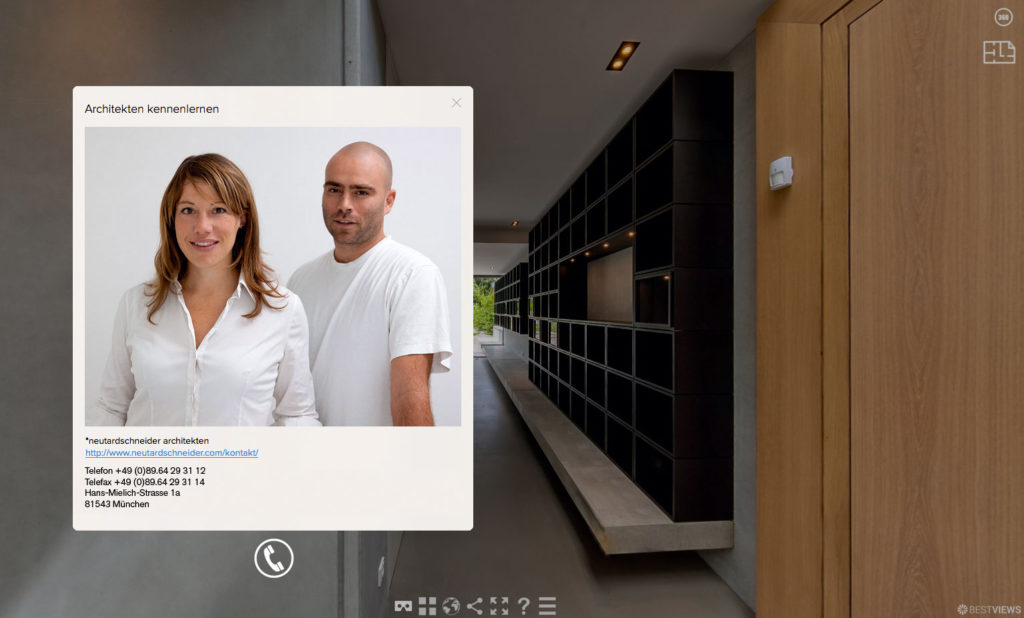 Kontakt Fenster mit direkter Anruf Funktion