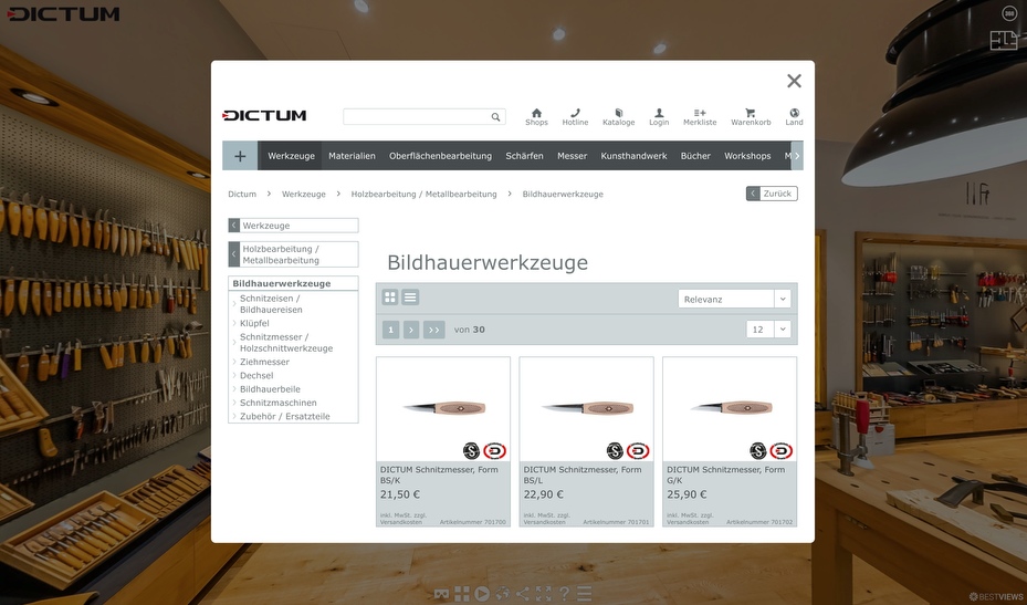 Shopanbindung direkt im 360° Rundgang