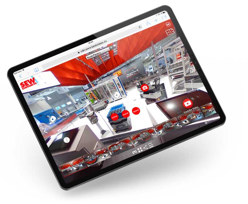 Virtueller Messestand SEW Virtueller Messestand SEW Eurodrive am Ipad erleben
