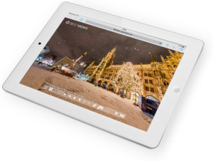 iPad Darstellung virtuelle 360° München Winter Tour von Bestviews